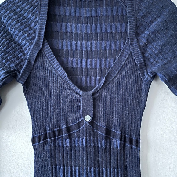 Karen Millen Cocktail Ribbed Knit Stretch Sheath Fitted Dress Size 3 US M - Picture 3 of 9